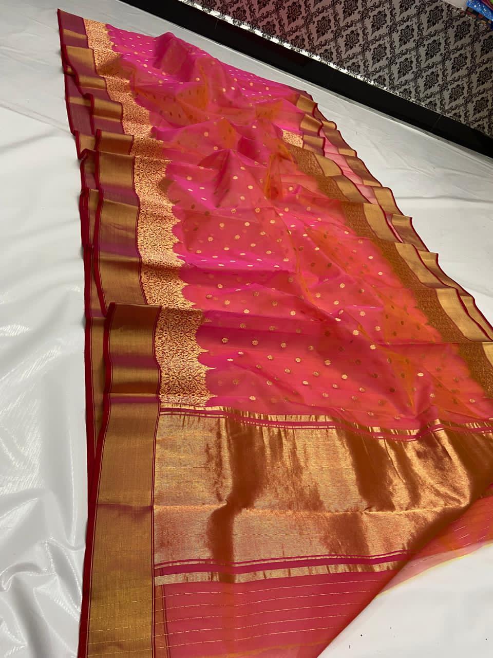 Pure Chanderi Kataan Handloom Silk Saree