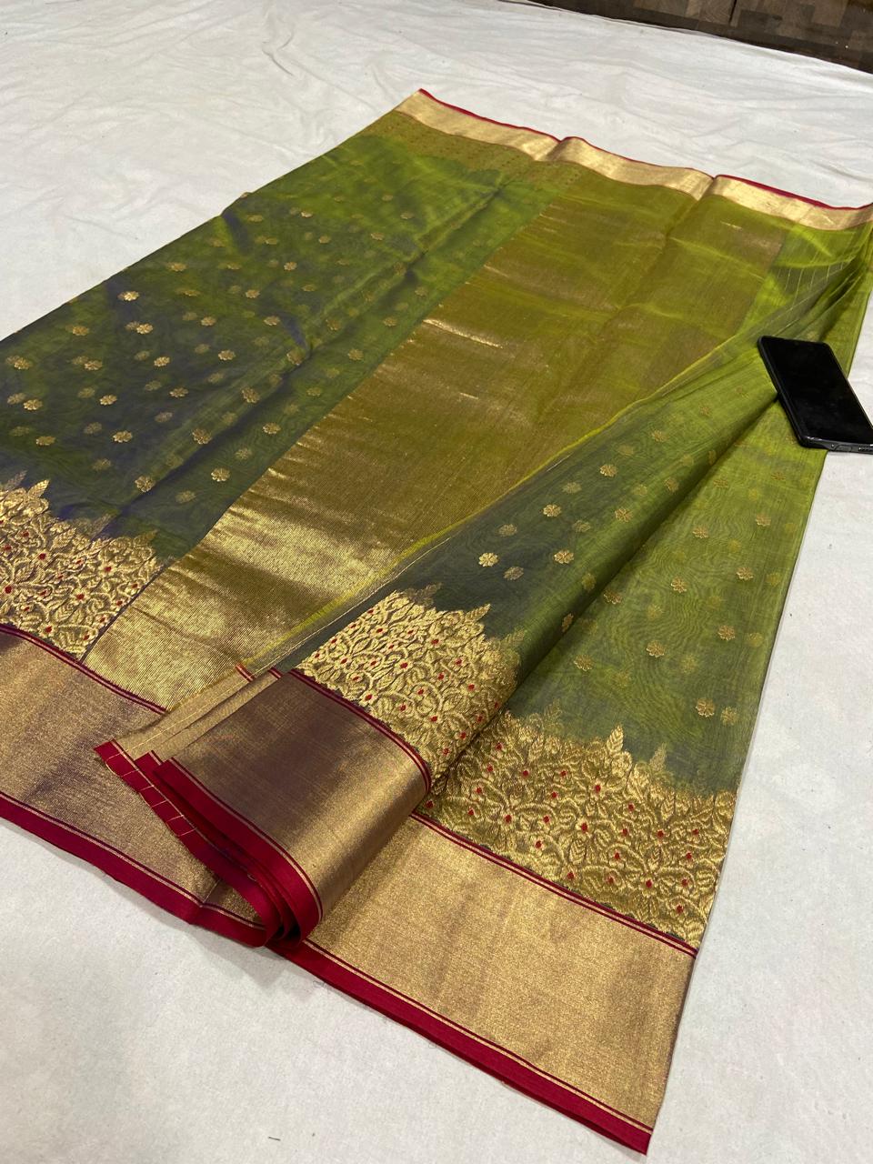 Pure Chanderi Kataan Handloom Silk Saree