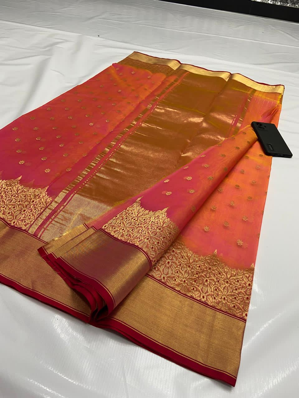 Pure Chanderi Kataan Handloom Silk Saree