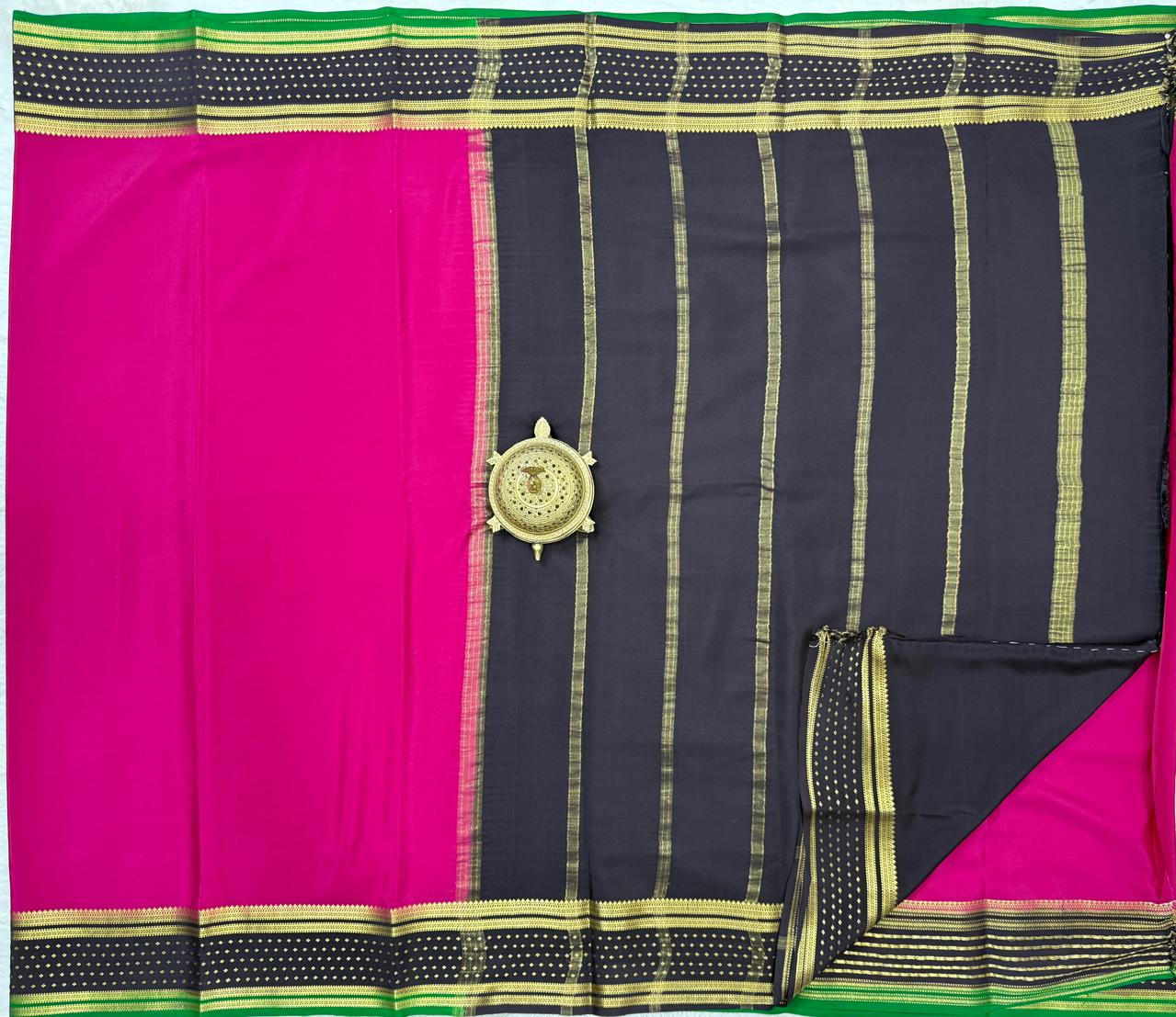 Pure Mysore Handloom Silk Saree with 3D Butta Bentex Border.