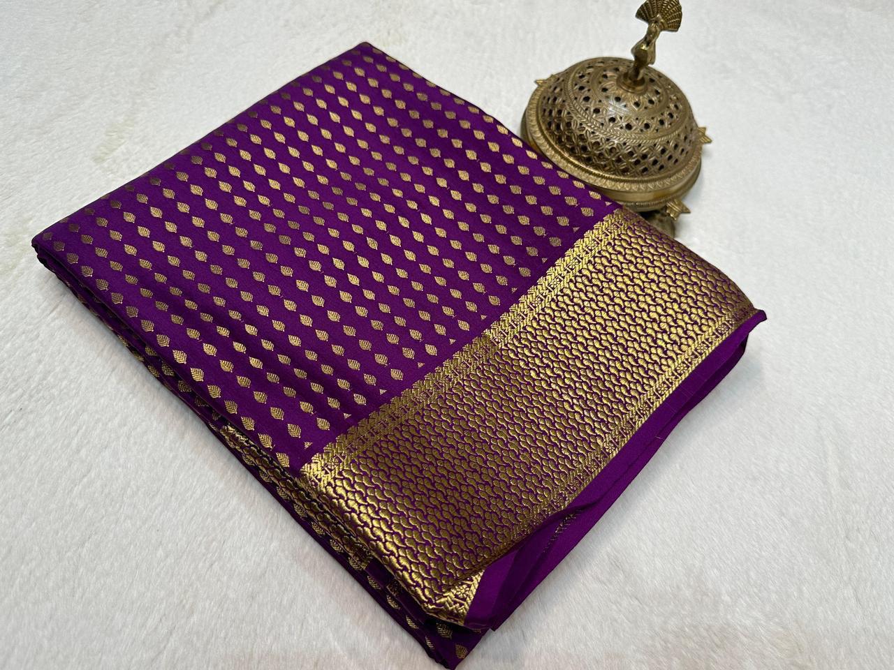 Pure Mysore Silk Saree with Rich Butta Pattern.