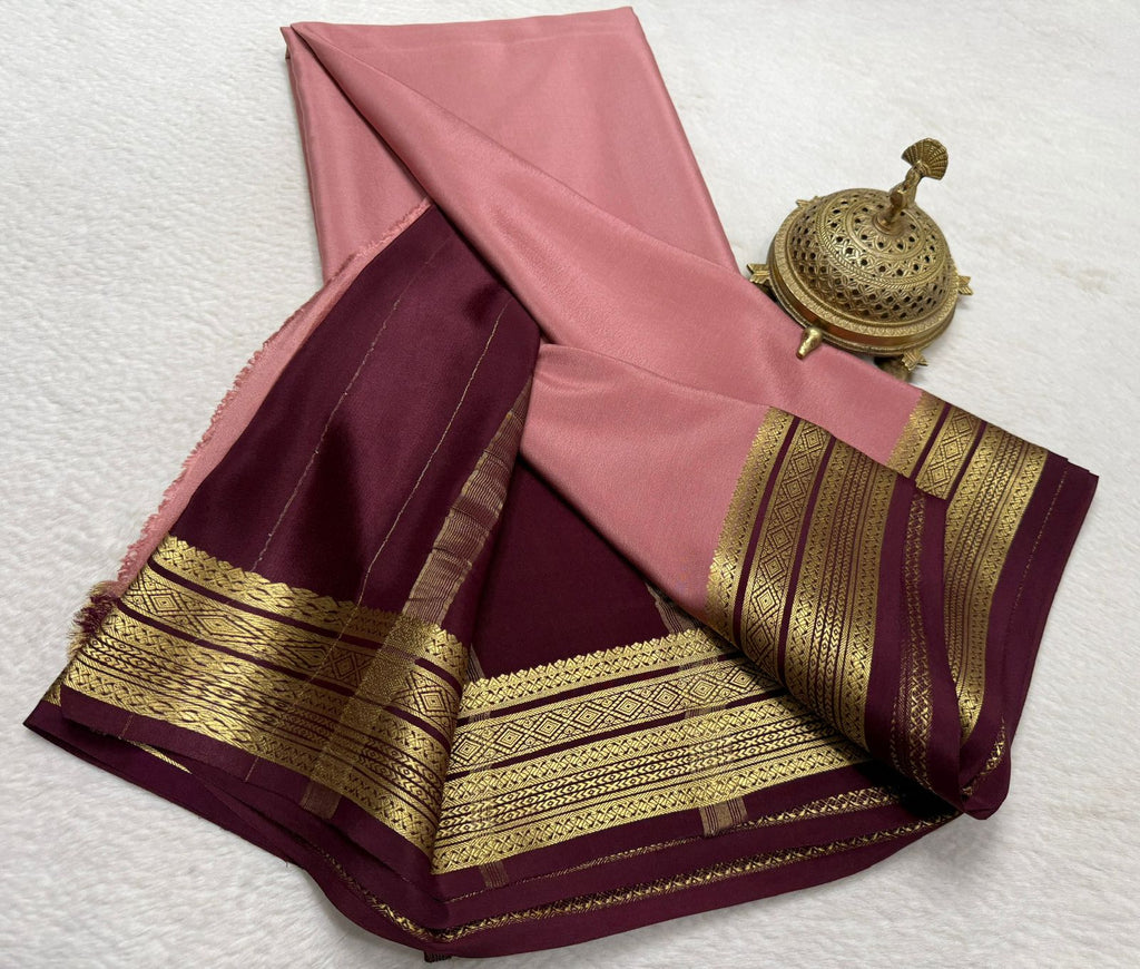 Pure Mysore Handloom Silk Saree with Traditional Border.
