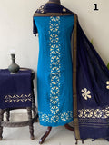 Exclusive Mangalgiri Cotton Dress Material with Tissue Appliqué & Dupatta - Silk Stories