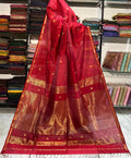 Traditional Pure Maheshwari Handwoven Zari with Moon Butti Saree.