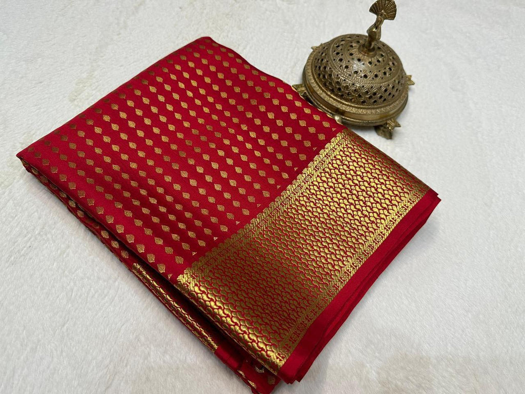 Pure Mysore Silk Saree with Rich Butta Pattern.