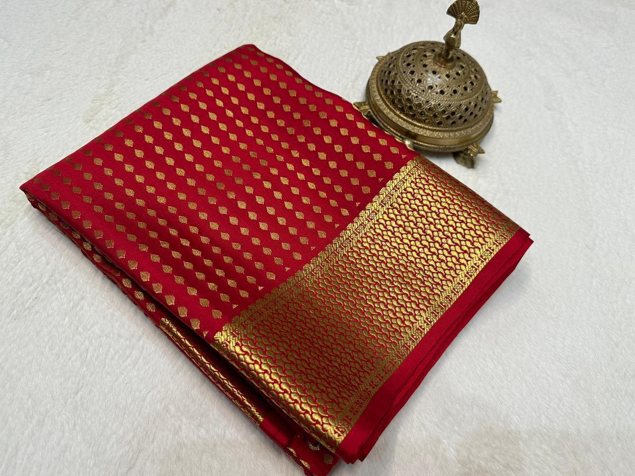 Pure Mysore Silk Saree with Rich Butta Pattern.