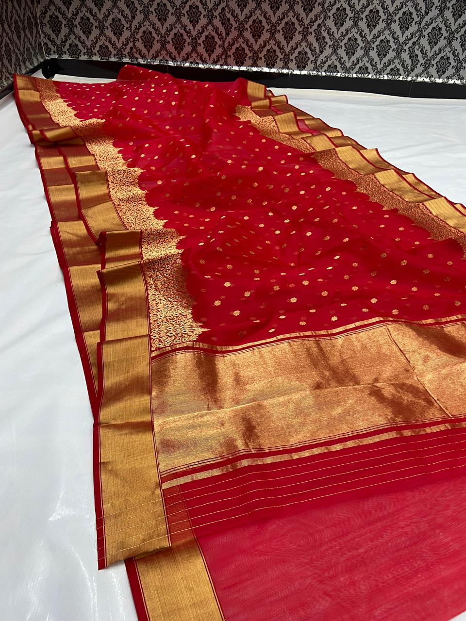 Pure Chanderi Kataan Handloom Silk Saree