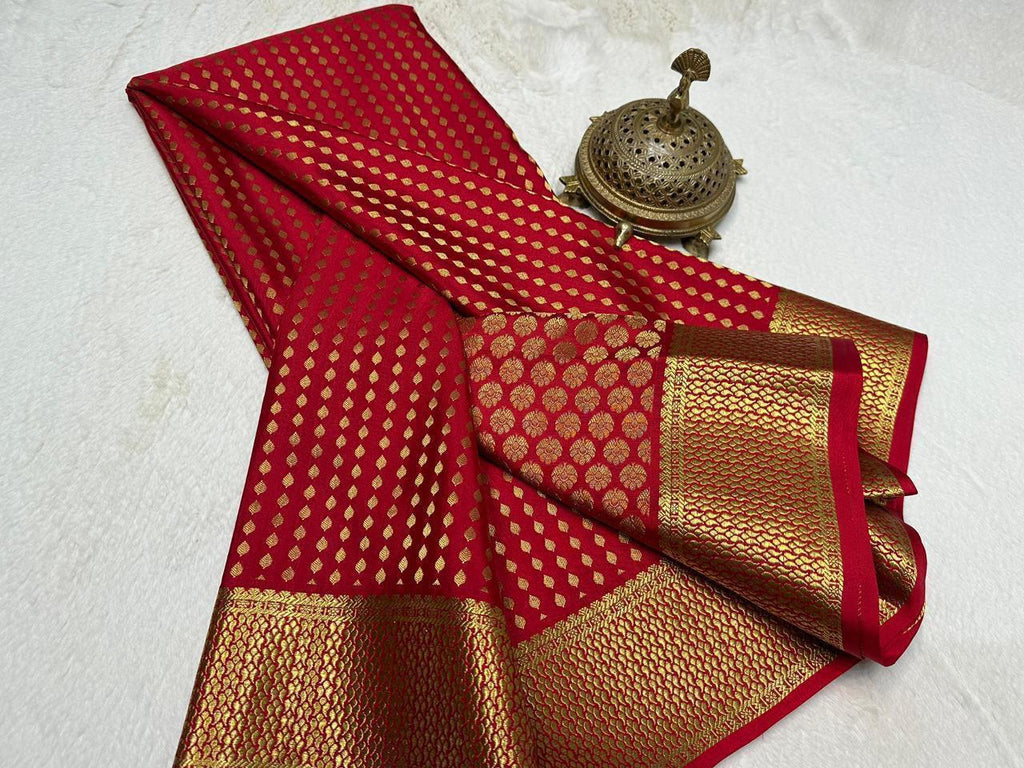 Pure Mysore Silk Saree with Rich Butta Pattern.