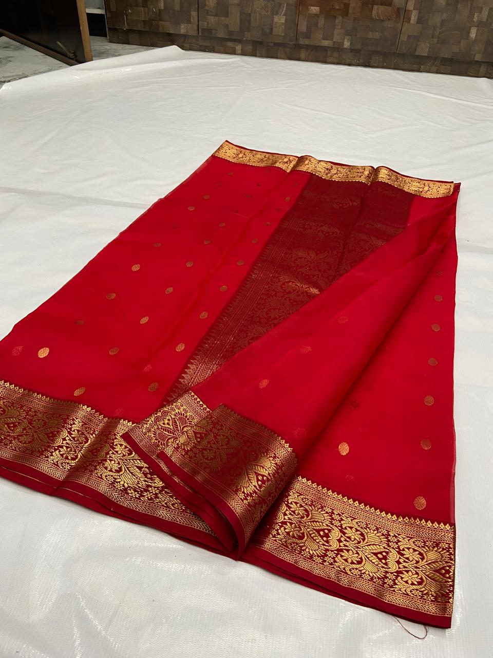 Pure Chanderi Kataan Handloom Silk Saree