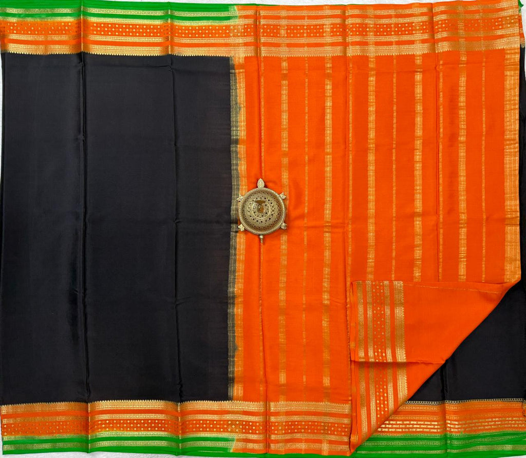 Pure Mysore Handloom Silk Saree with 3D Butta Bentex Border.