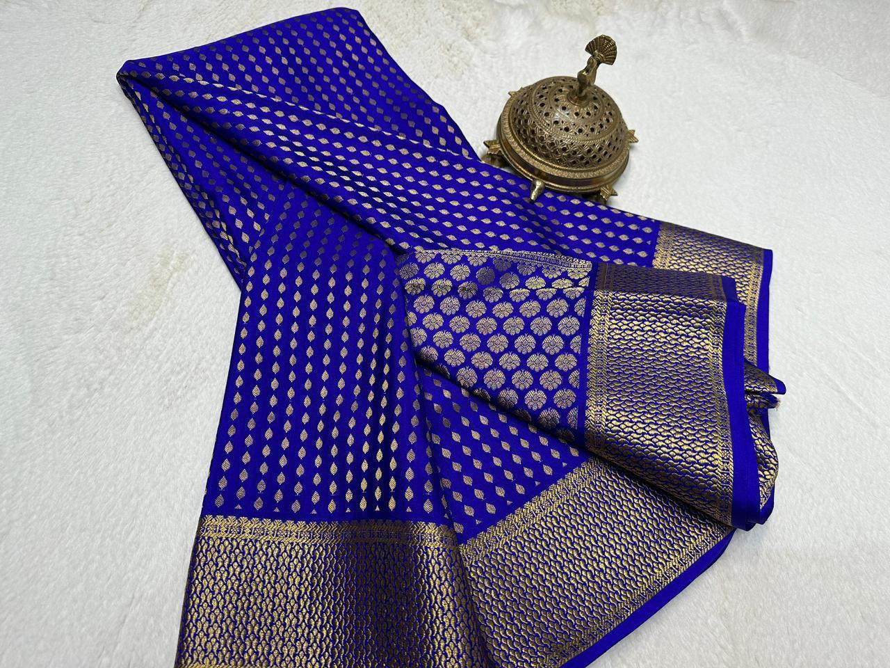 Pure Mysore Silk Saree with Rich Butta Pattern.