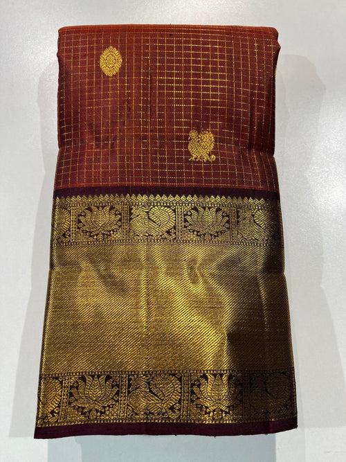 Kanchipuram Handloom Vaira Oosi Silk Saree with Gold Zari - Silk Stories
