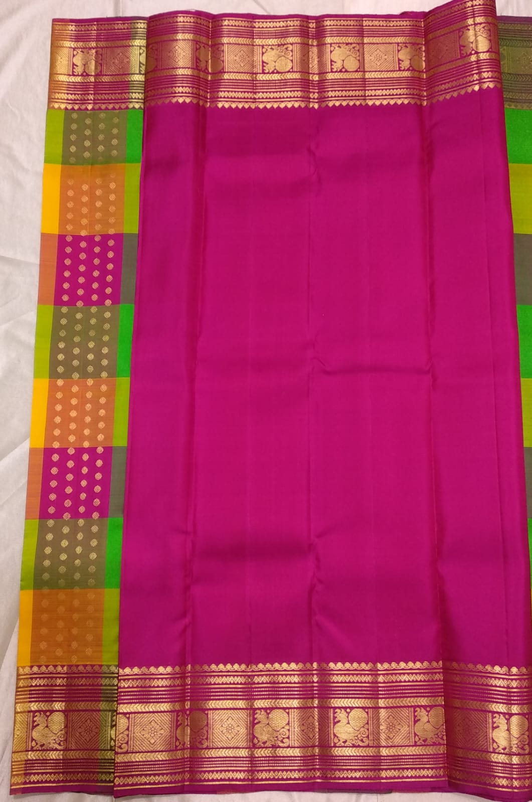 Kanchipuram Palum Pazham Silk Saree | Retta Pet Border - Silk Stories