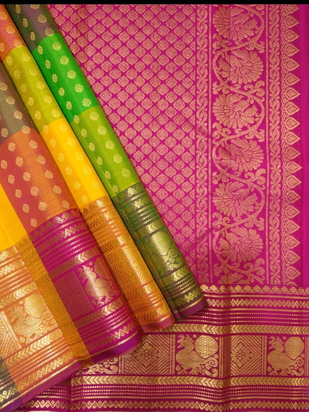 Kanchipuram Palum Pazham Silk Saree | Retta Pet Border - Silk Stories