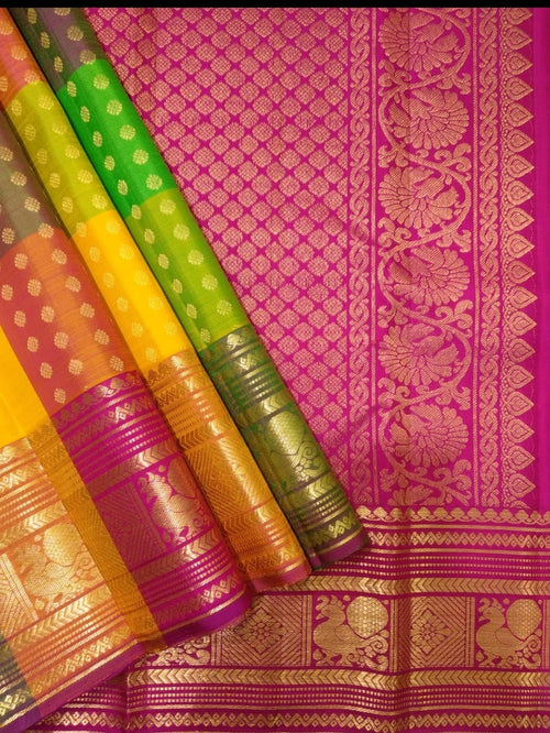 Kanchipuram Palum Pazham Silk Saree | Retta Pet Border - Silk Stories