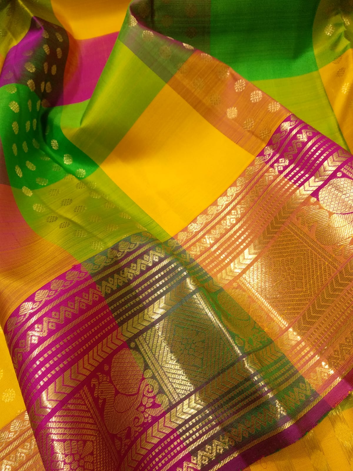 Kanchipuram Palum Pazham Silk Saree | Retta Pet Border - Silk Stories