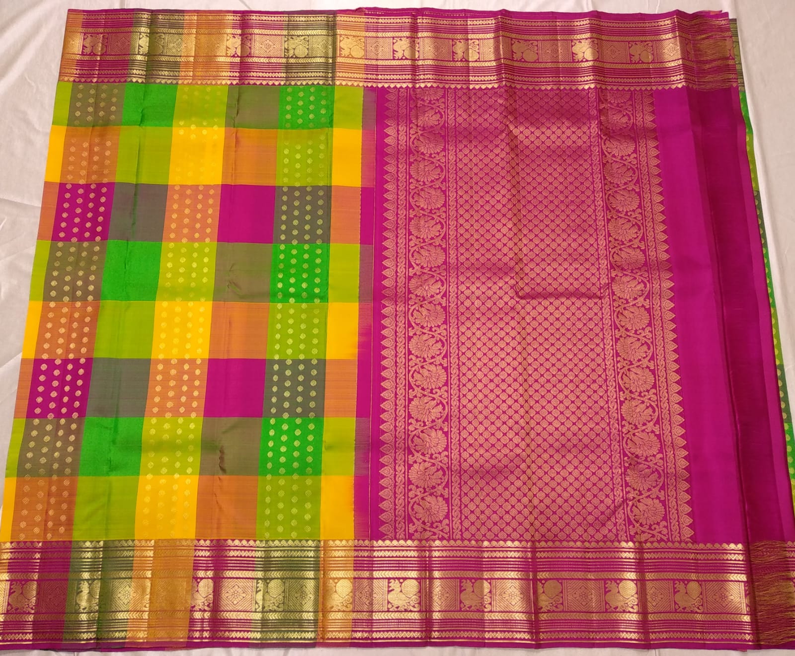 Kanchipuram Palum Pazham Silk Saree | Retta Pet Border - Silk Stories