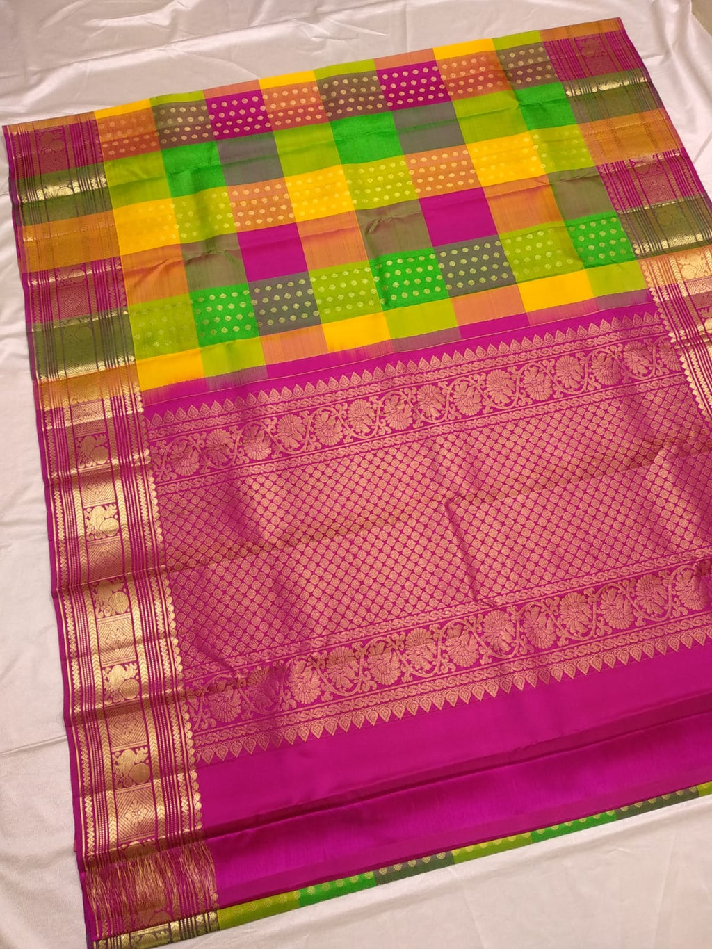 Kanchipuram Palum Pazham Silk Saree | Retta Pet Border - Silk Stories