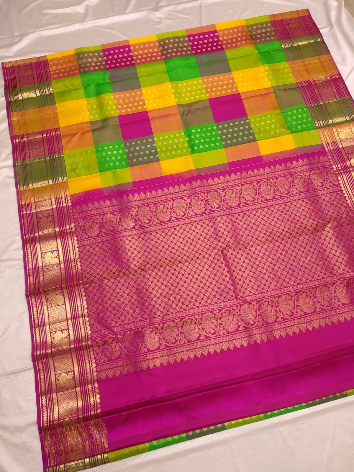 Kanchipuram Palum Pazham Silk Saree | Retta Pet Border - Silk Stories