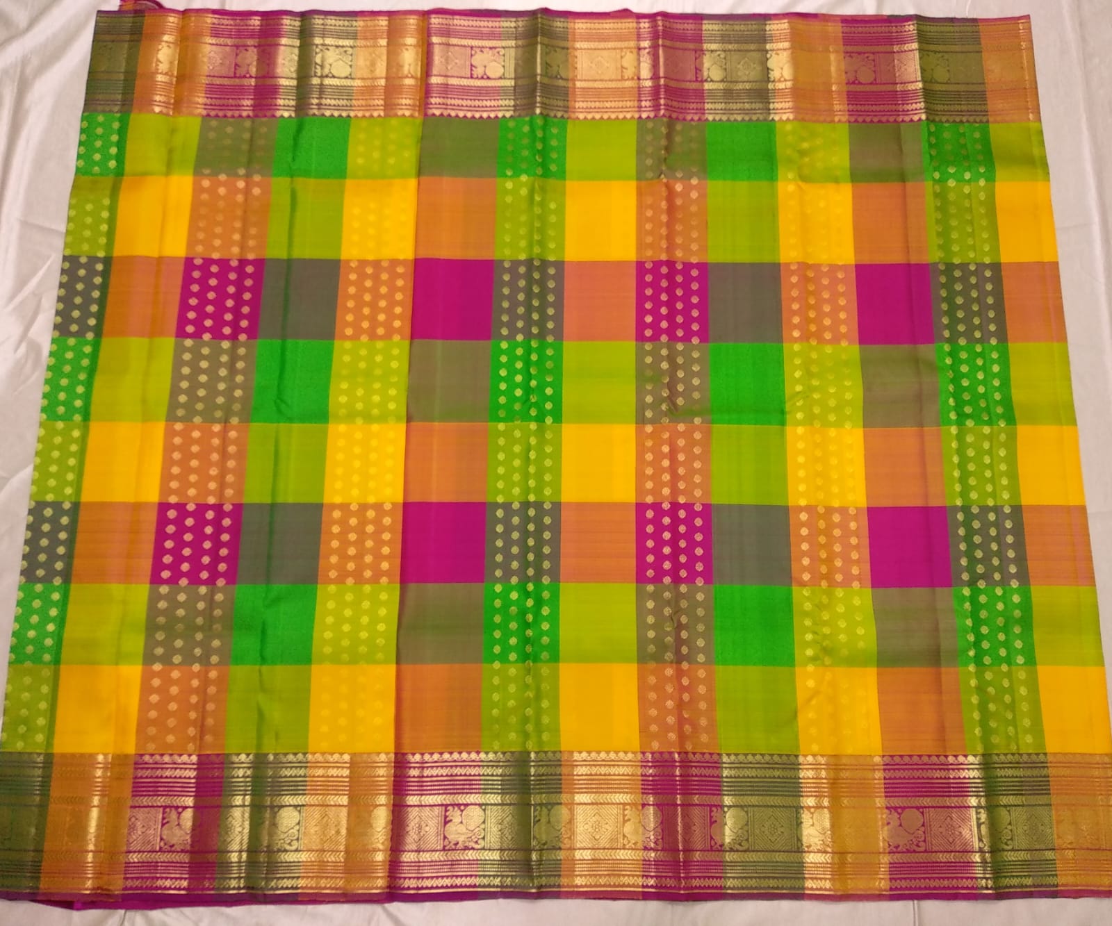 Kanchipuram Palum Pazham Silk Saree | Retta Pet Border - Silk Stories