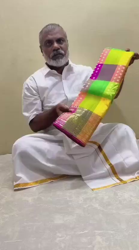 Kanchipuram Palum Pazham Silk Saree | Retta Pet Border