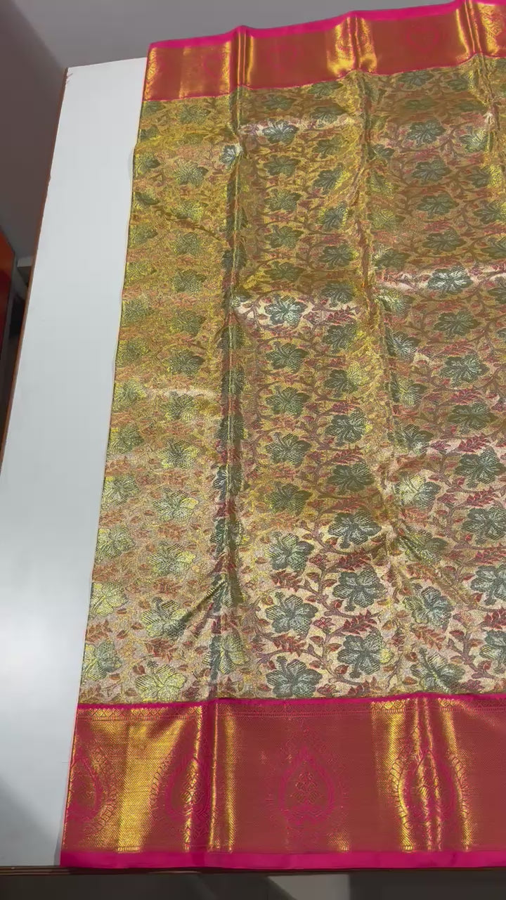 Pure Kanchipuram Handloom Korvai Silk Saree