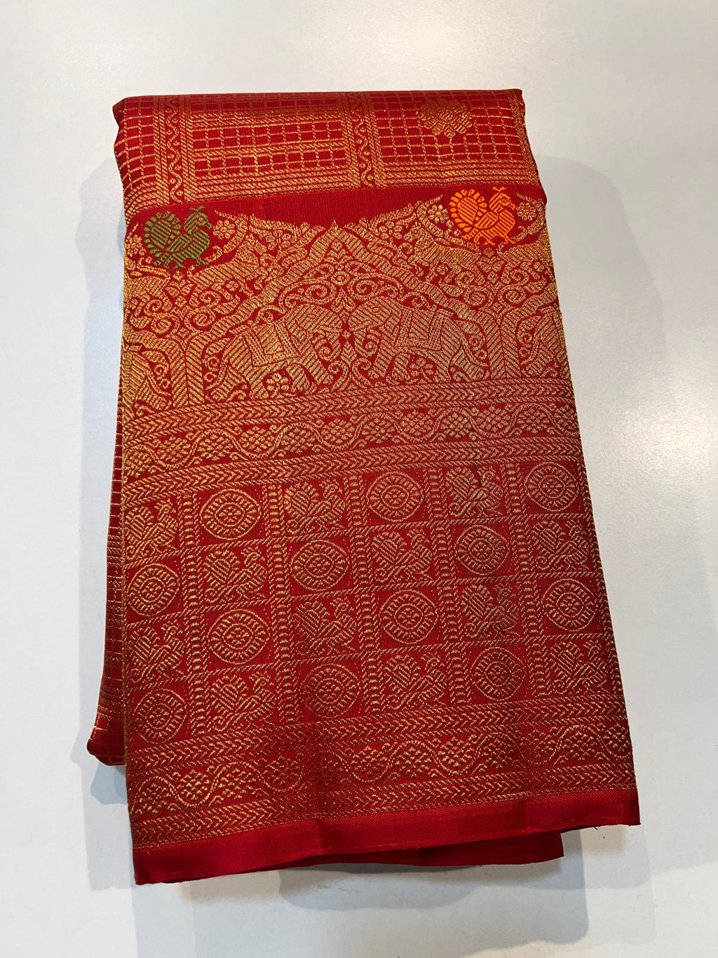 Pure Kanchipuram Handloom Silk Saree with Turning Border. - Silk Stories