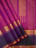 Pure Kanchipuram Silk Saree | Dual Shade Maroon Orange Saree | Malli Arampu Butta | Vintage Border | Handwoven Silk Wedding Saree - Silk Stories