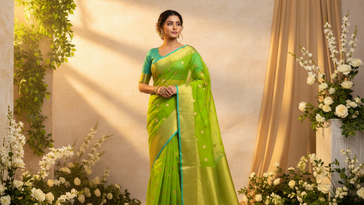 Silk Stories Green Saree Hero Banner