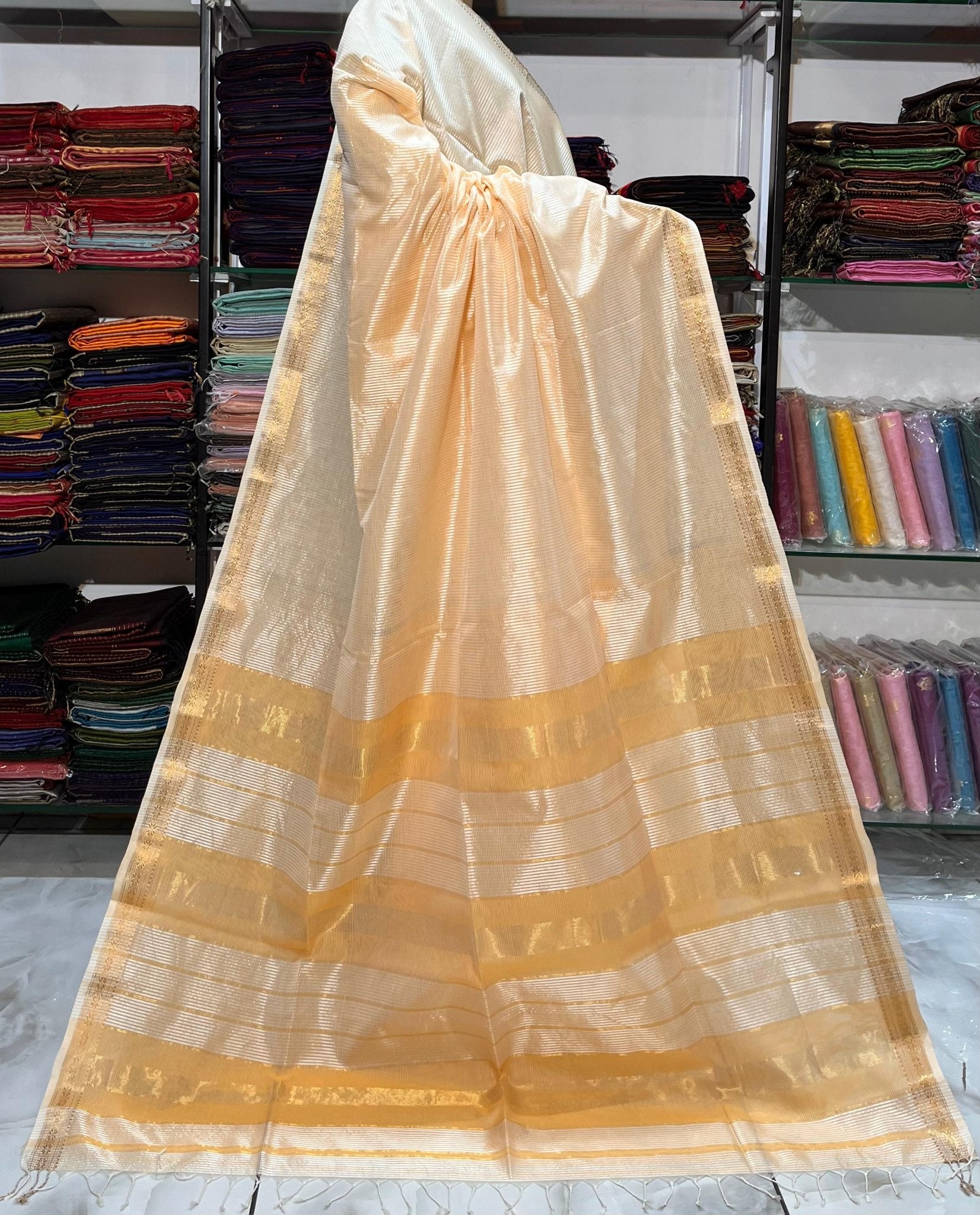Traditional Pure Maheshwari Handwoven Mulberry Reshmi Saree – Silk Cotton Blend | Festive & Wedding Wear - Silk Stories