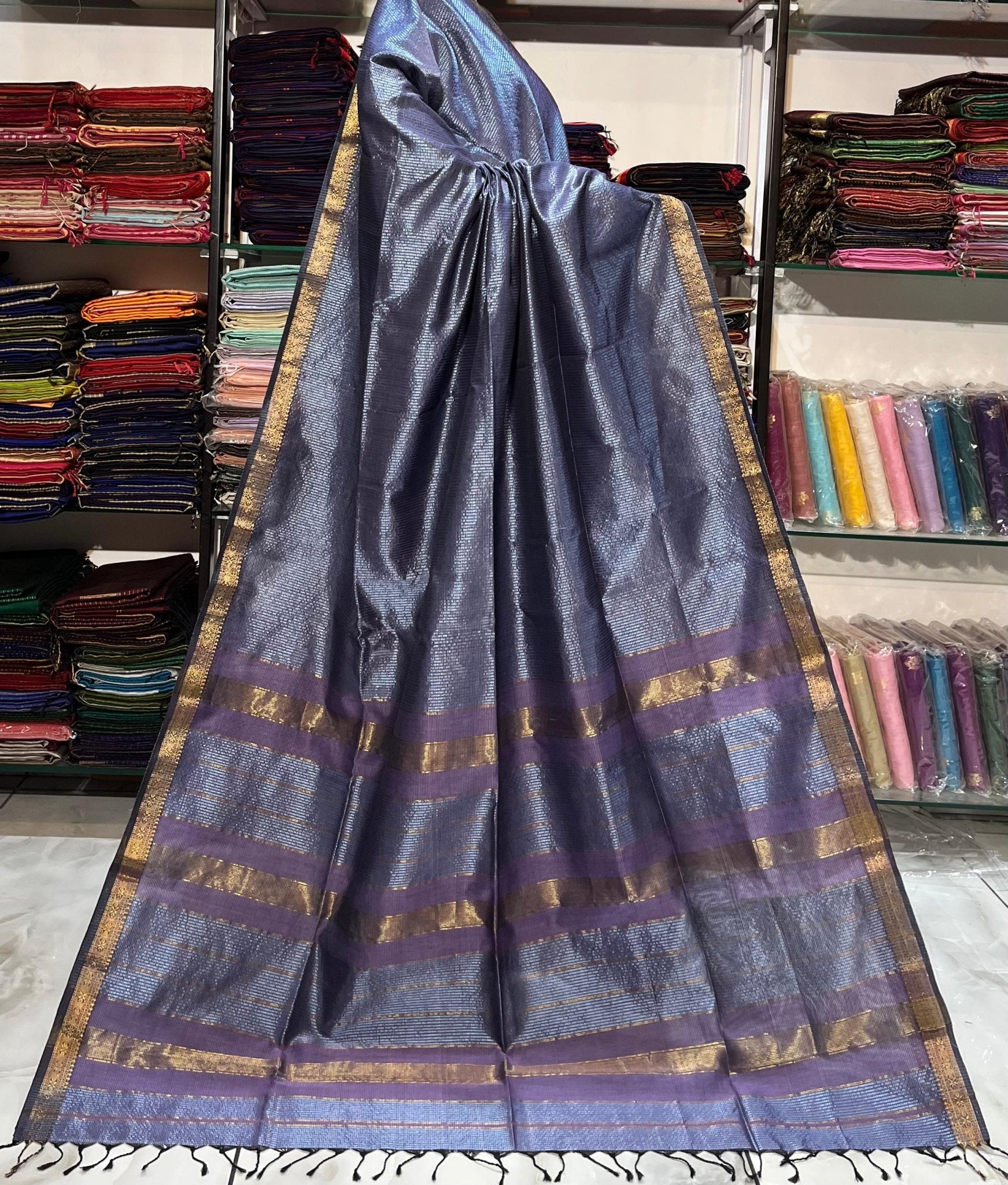 Traditional Pure Maheshwari Handwoven Mulberry Reshmi Saree – Silk Cotton Blend | Festive & Wedding Wear - Silk Stories