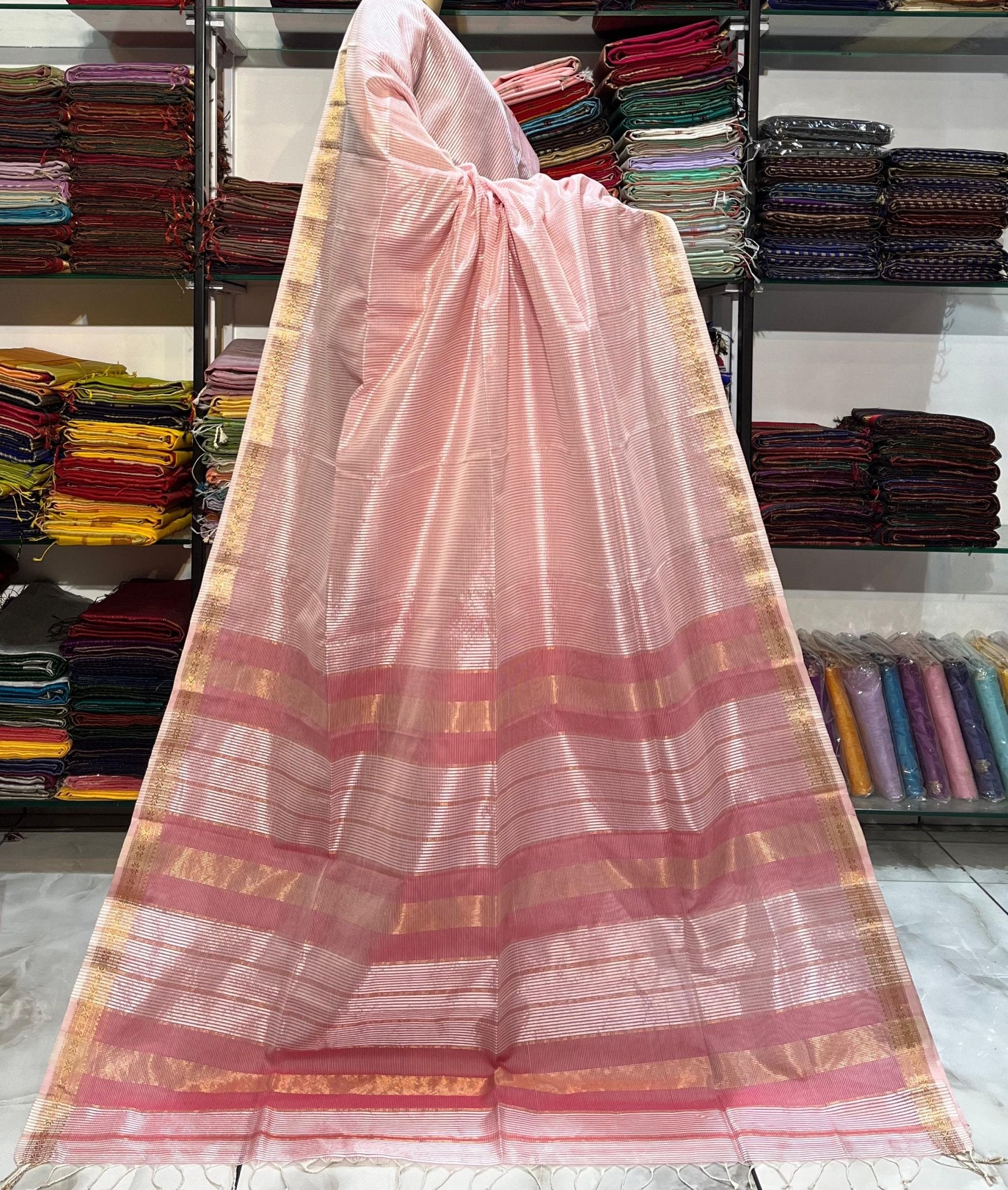Traditional Pure Maheshwari Handwoven Mulberry Reshmi Saree – Silk Cotton Blend | Festive & Wedding Wear - Silk Stories