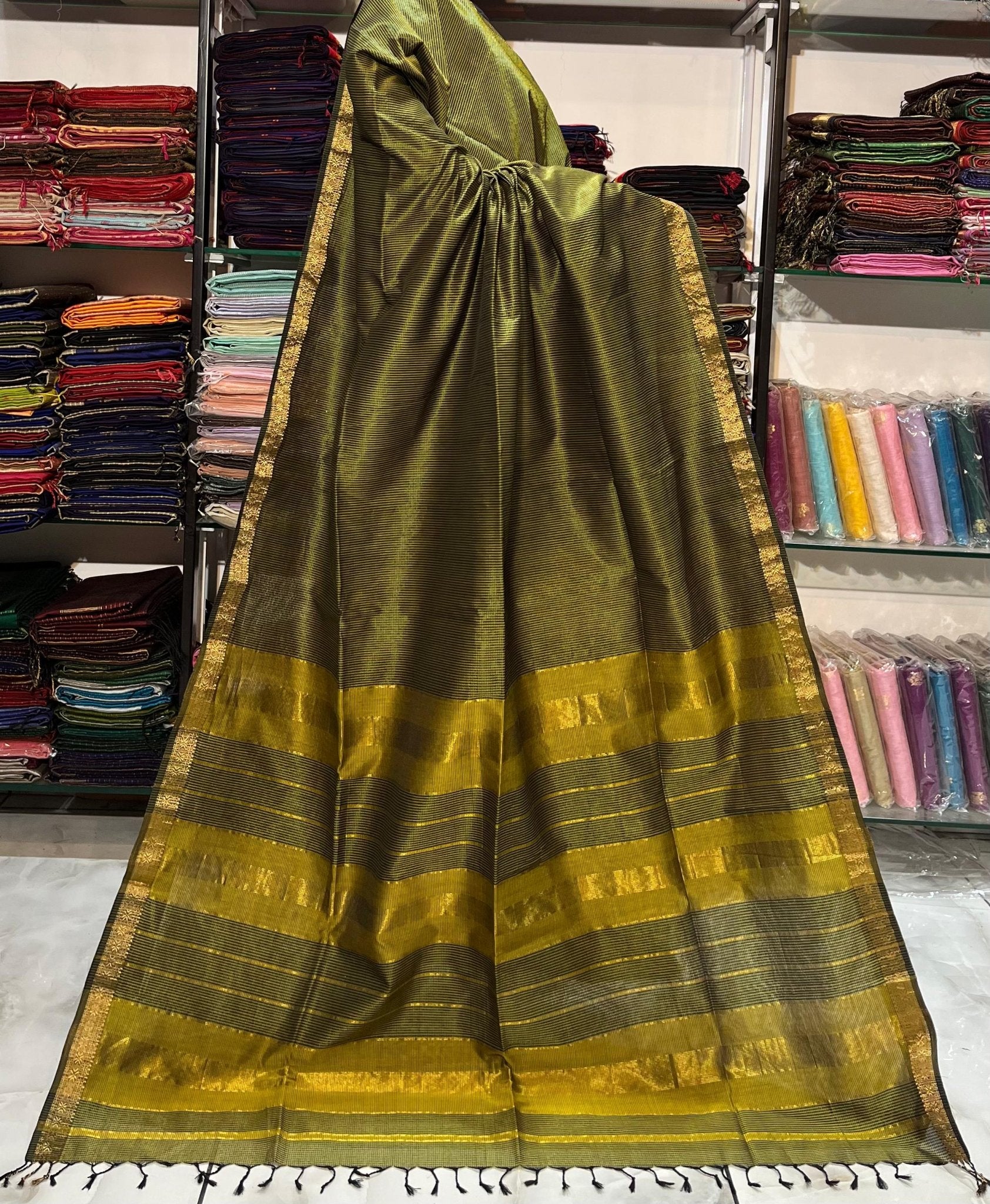 Traditional Pure Maheshwari Handwoven Mulberry Reshmi Saree – Silk Cotton Blend | Festive & Wedding Wear - Silk Stories