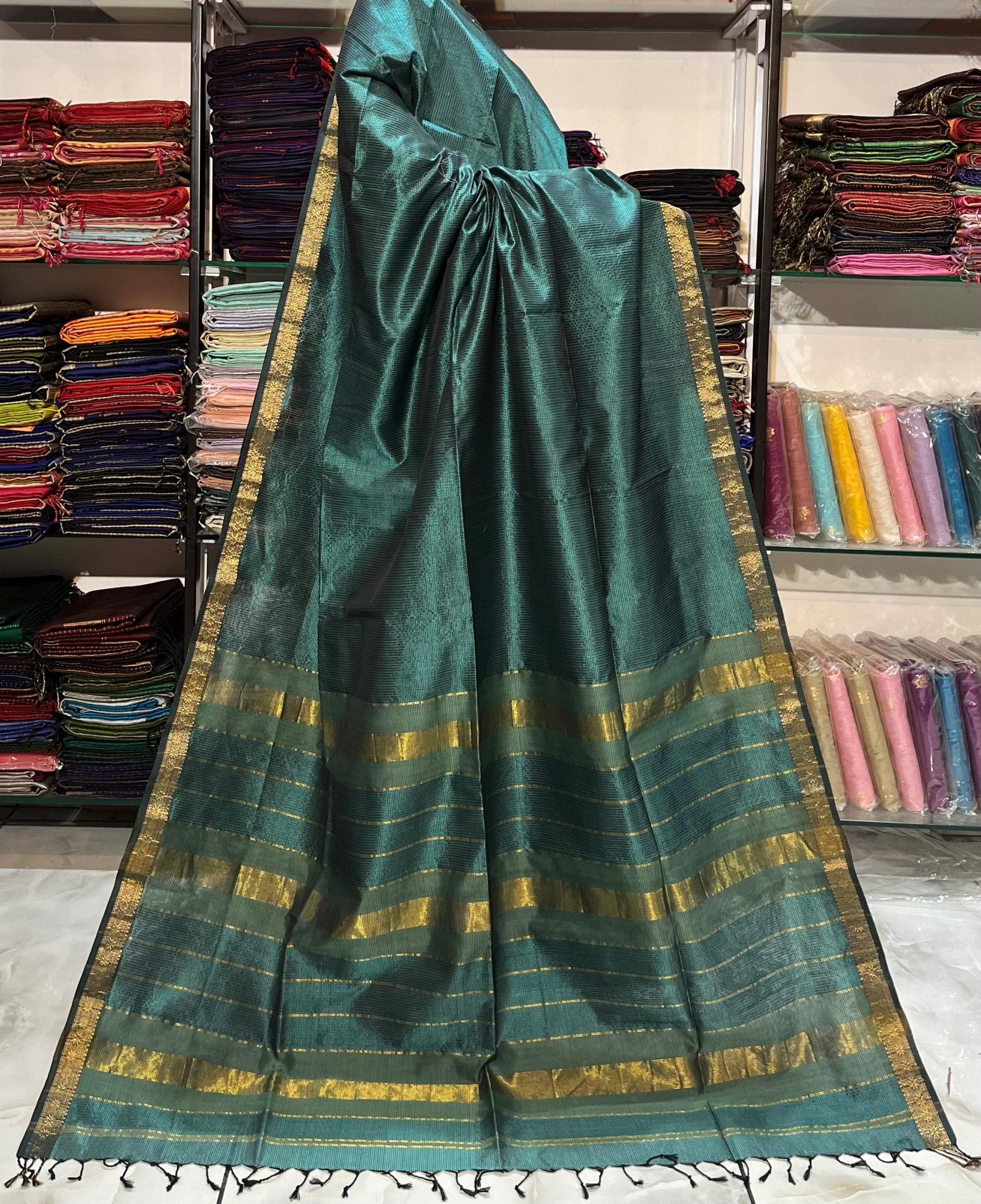 Traditional Pure Maheshwari Handwoven Mulberry Reshmi Saree – Silk Cotton Blend | Festive & Wedding Wear - Silk Stories